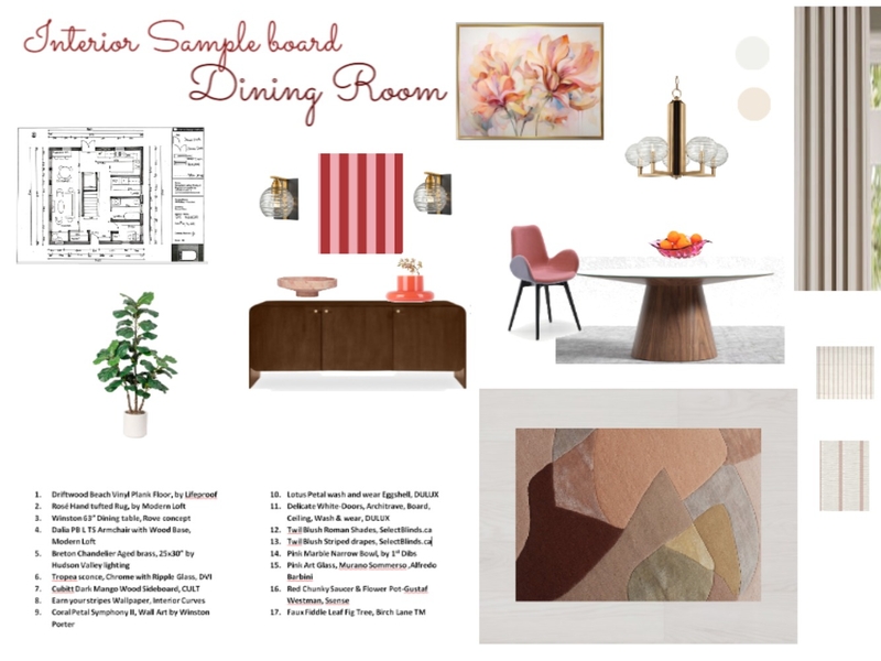 Interior Sample Board Dining Room Mood Board by gylora@yahoo.fr on Style Sourcebook