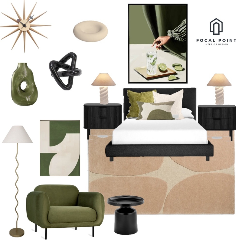 Modern Retro Mojito Bedroom (Palmview Residence) Mood Board by Focal Point Interior on Style Sourcebook