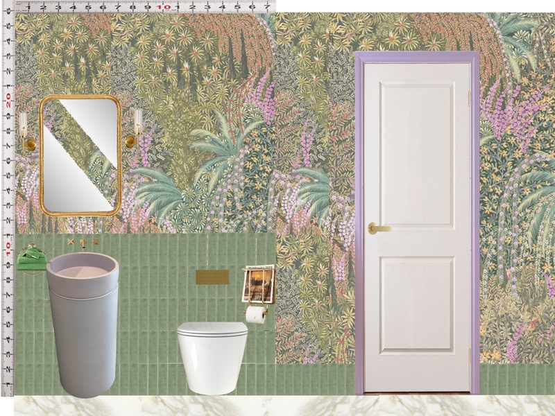 Powder Room Scale Design Green Mixer Taps Mood Board by dl2407 on Style Sourcebook