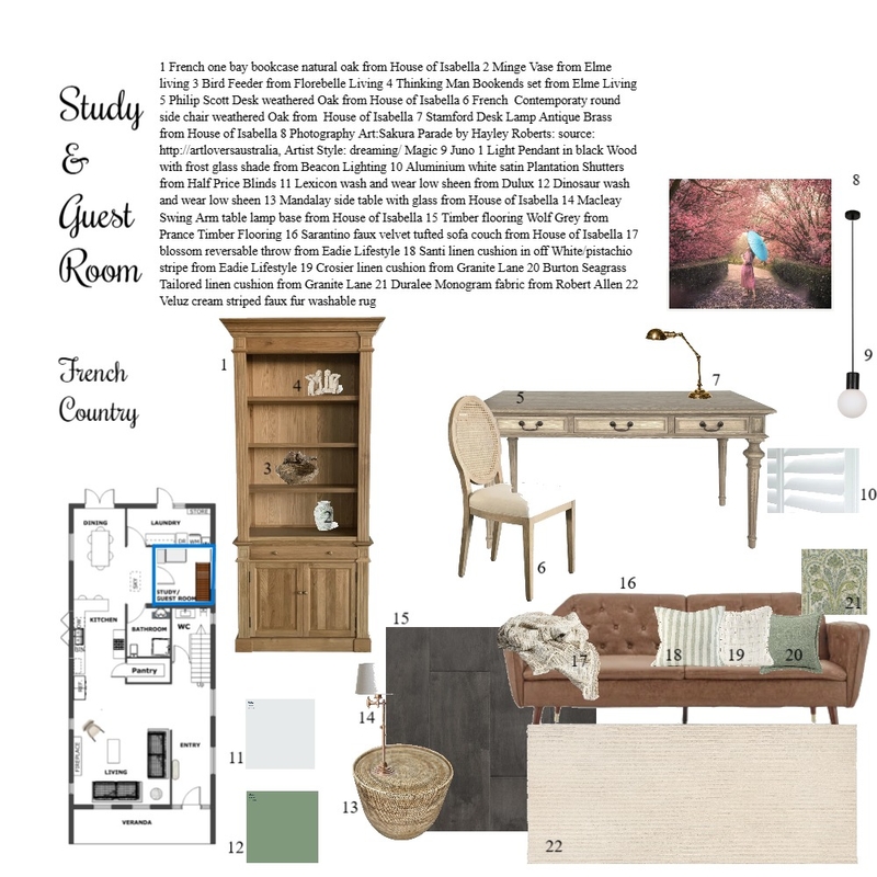 study & Guest room, French Country Mood Board by Catharina Storer on Style Sourcebook