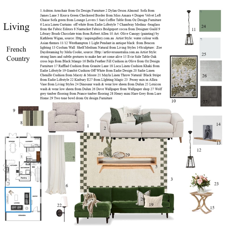 Living room, French Country Mood Board by Catharina Storer on Style Sourcebook