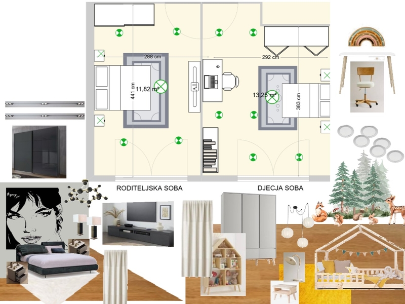 Roditeljska i djecja soba - sema A i B Mood Board by DariaF on Style Sourcebook