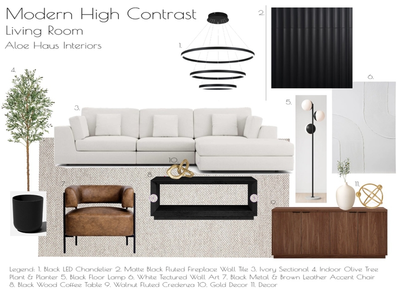 Modern High Contrast Living Room Mood Board by aloehaus on Style Sourcebook