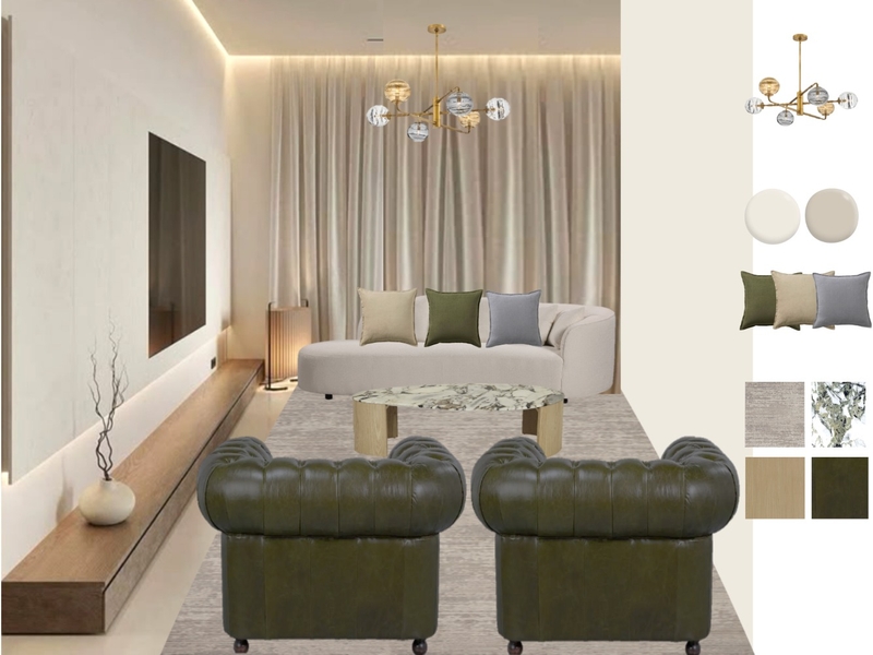 Deep green Chesterfield Living Room Mood Board by Kubo Interiors on Style Sourcebook