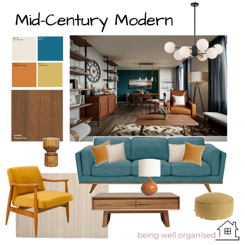 Mid-Century Modern Mood Board by Ladybird on Style Sourcebook
