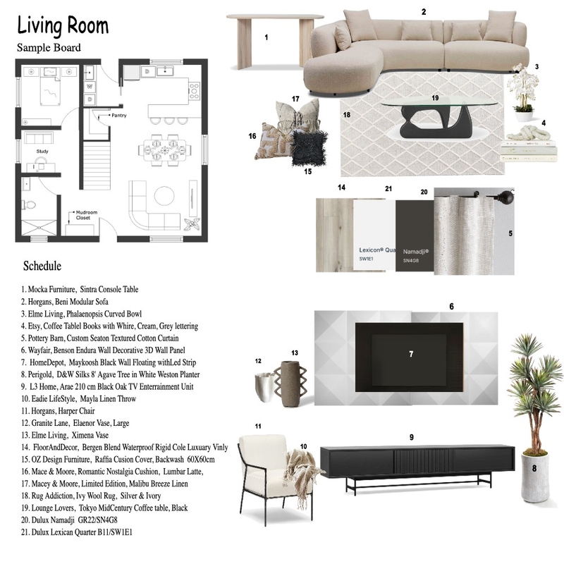 Module 9 - Living Room Mood Board by neelupaul on Style Sourcebook