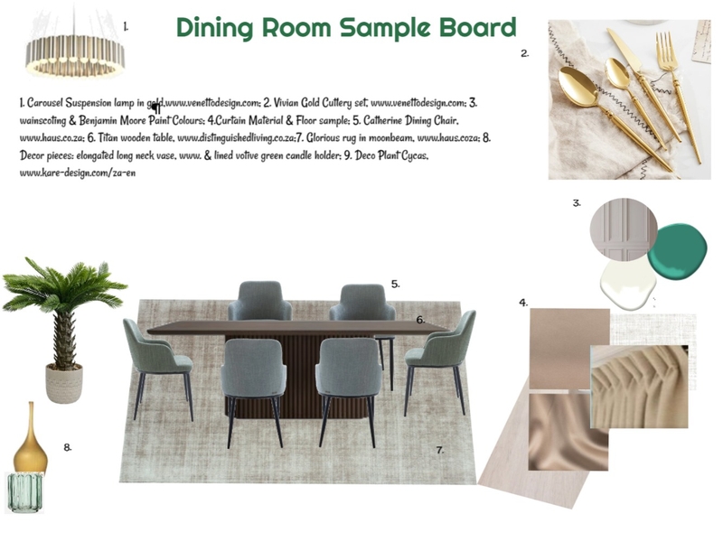 Monocromatic Green Sample Board Dining 24-03-25.4 Mood Board by JudyK on Style Sourcebook