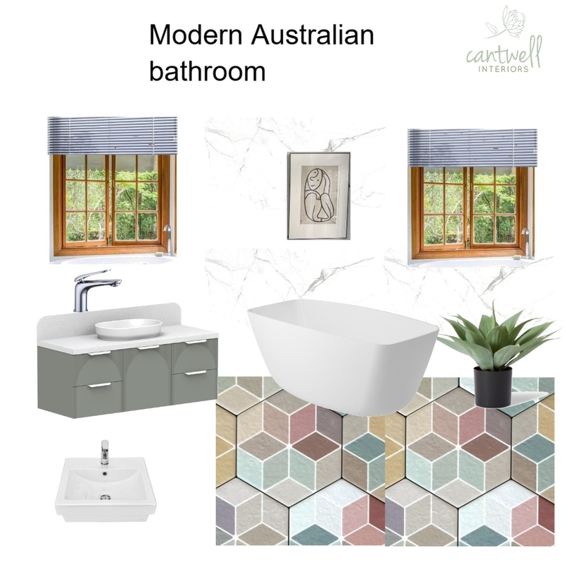 Modern Australian Bathroom -rainbow tiles Mood Board by Cantwell Interiors on Style Sourcebook