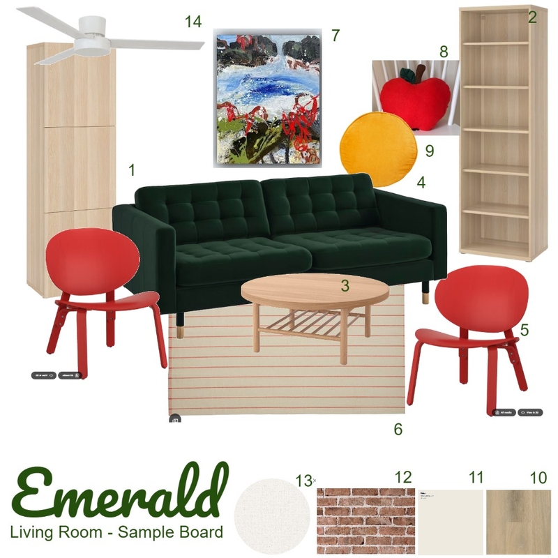 Emerald_Living Room_Sample Board_2 Mood Board by hausmade on Style Sourcebook