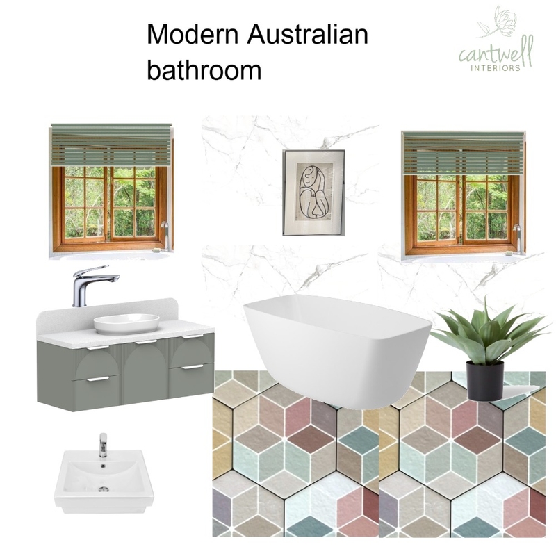 Modern Australian Bathroom -rainbow tiles Mood Board by Cantwell Interiors on Style Sourcebook
