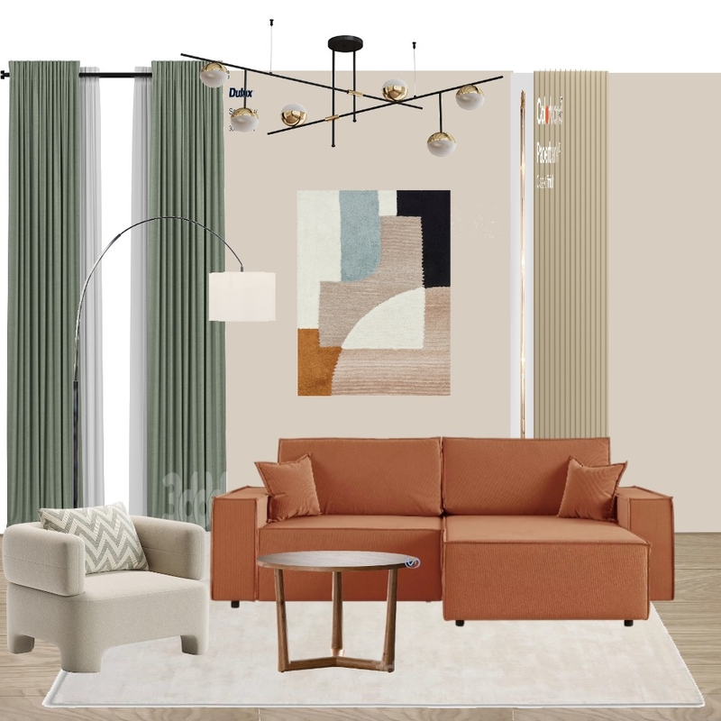 гостиная с терракотовым  диваном Mood Board by Iora on Style Sourcebook