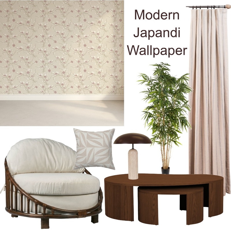 Japandi Cherry Blossom Wallpaper Mood Board by Sara C on Style Sourcebook