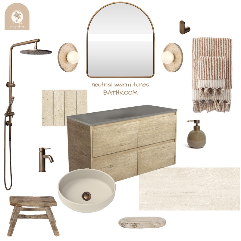 Neutral Warm Tones Bathroom Mood Board by Design Divine Interiors on Style Sourcebook