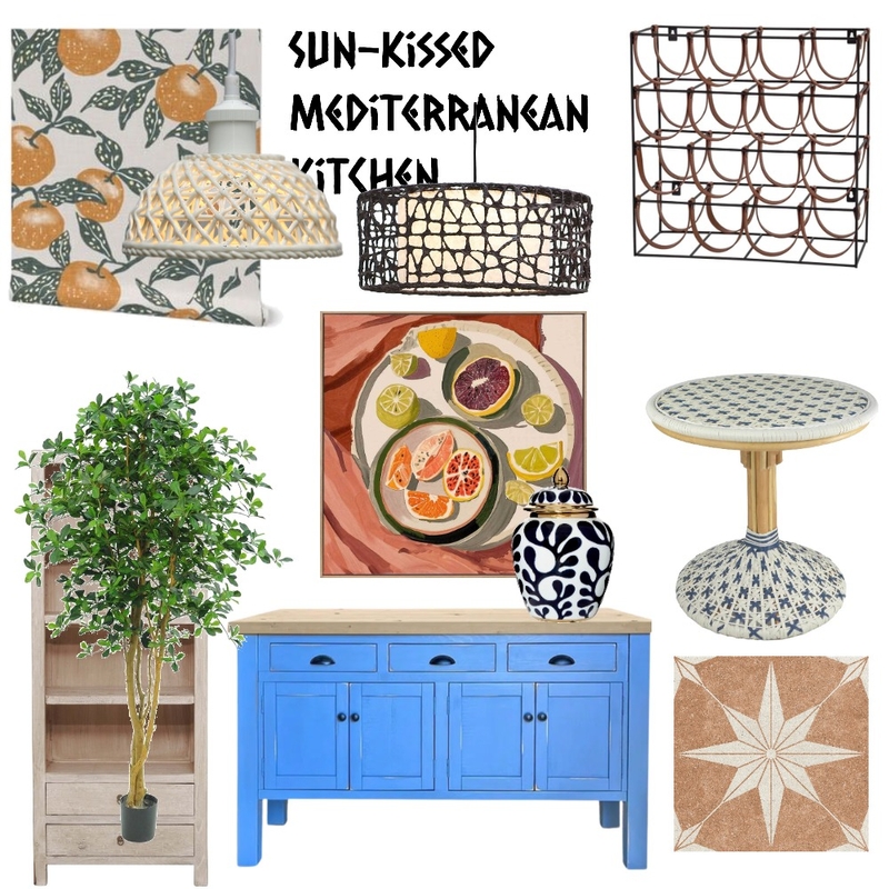 Mediterranean Sun Kissed Kitchen Mood Board by Bonaise Surface Designer (Textiles, Wallpaper + More) on Style Sourcebook