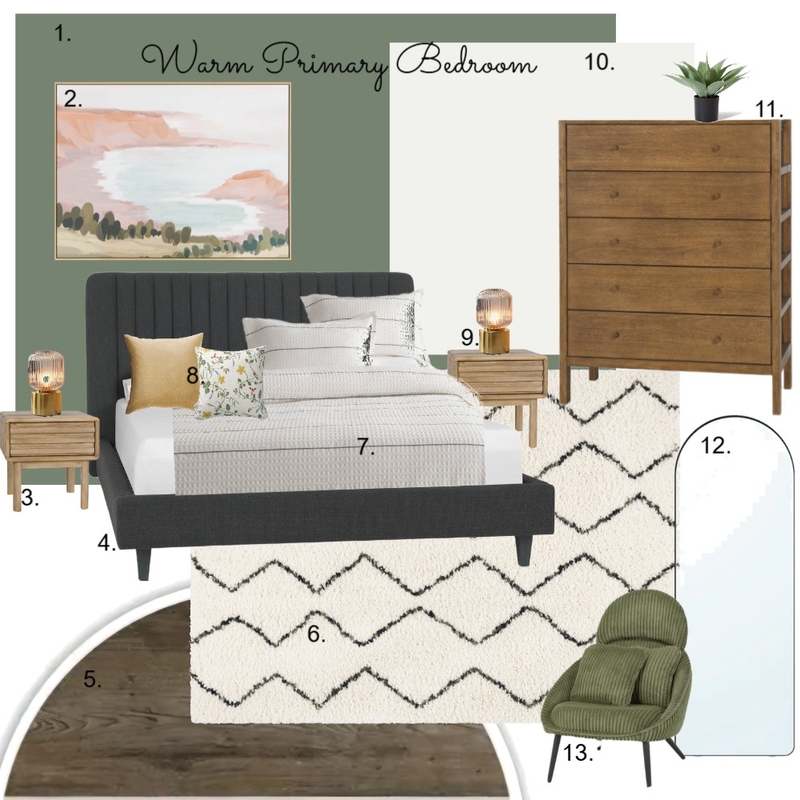 warm primary bedroom Mood Board by Linsey on Style Sourcebook