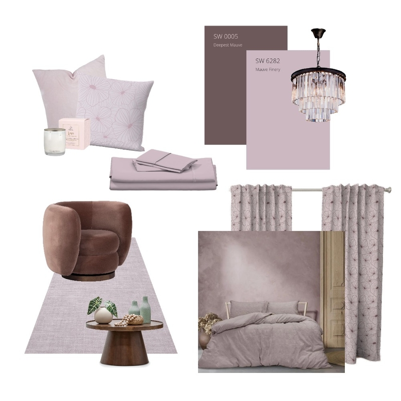 Mauve Finery luxury bedroom decor by Cinnamon Clouds Mood Board by Cinnamon Clouds on Style Sourcebook