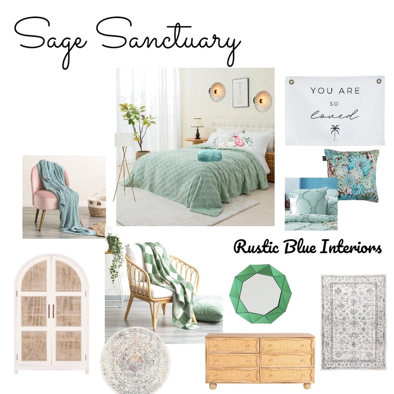 Sage Sanctuary Bedroom Mood Board by Rustic Blue Interiors on Style Sourcebook