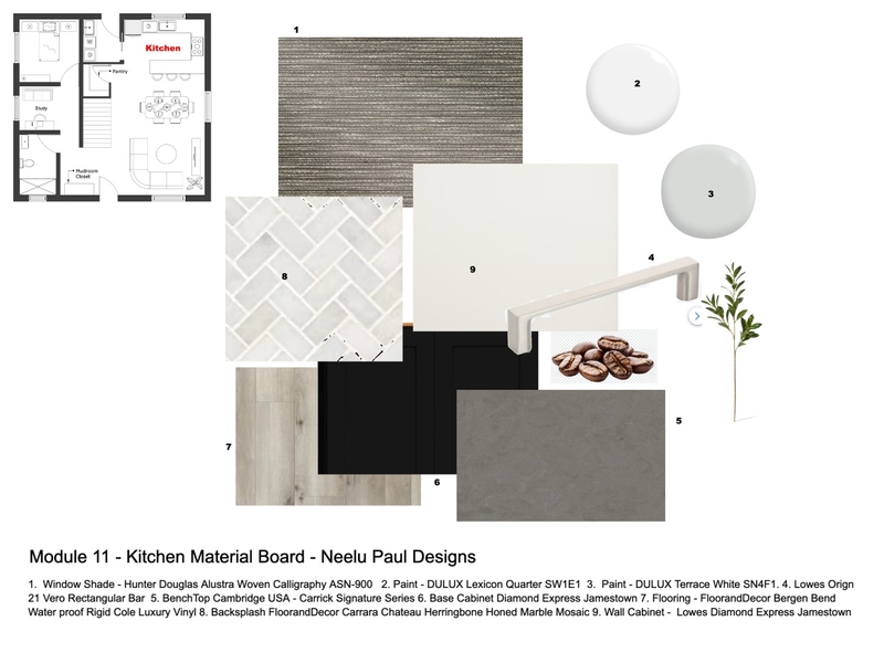 Module 11 Kitchen Material Board Mood Board by neelupaul on Style Sourcebook