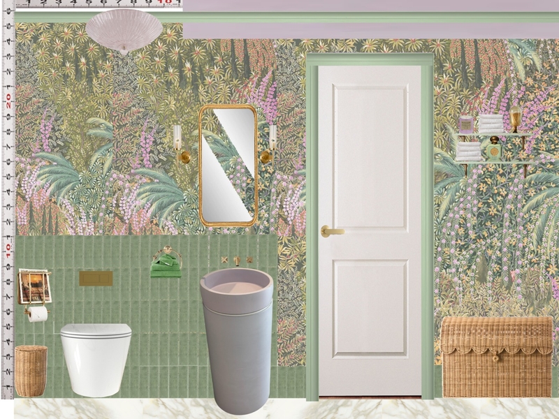 Powder Room Scale Design Green Mixer Taps Mood Board by dl2407 on Style Sourcebook