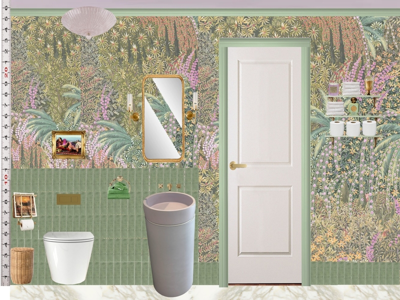 Powder Room Scale Design Green Mixer Taps Mood Board by dl2407 on Style Sourcebook
