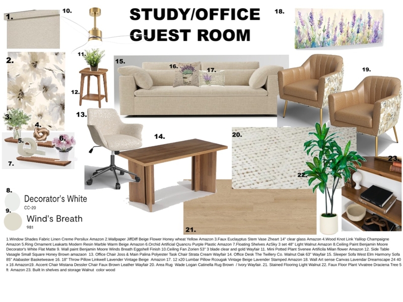 Study/ Office/ Guestroom Sample Board Mood Board by thebridalroominc@gmail.com on Style Sourcebook