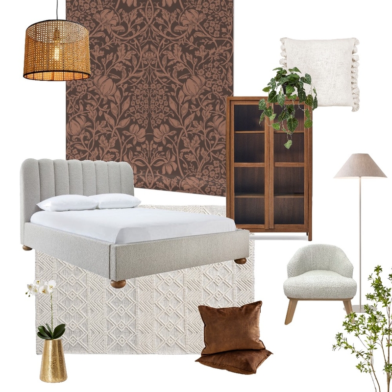 Mocha Ground Cover Floral Wallpaper Mood Board by Beeky Illustration & Design on Style Sourcebook