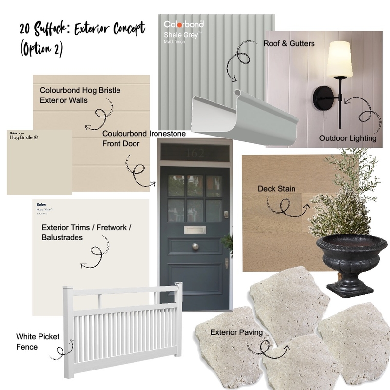 20 Suffock Exterior Colour Concept 2 Mood Board by Spruce Property Co on Style Sourcebook