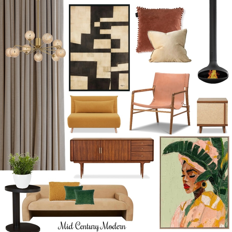 Mid Century Modern Living Room Mood Board by Timeless Synergy Studio on Style Sourcebook