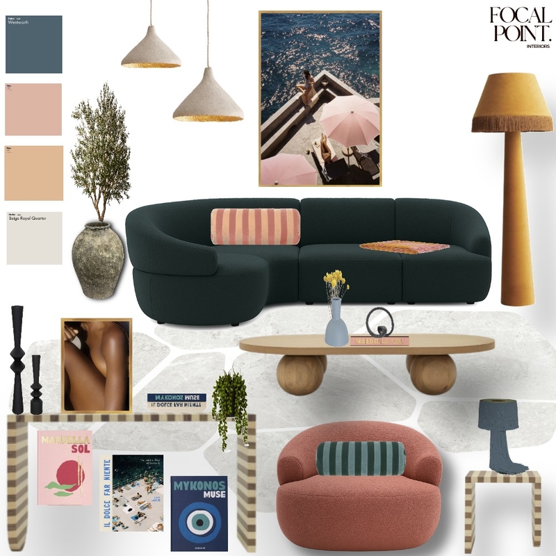 Viva La Vita - Peach and Ocean Lounge Mood Board by Focal Point Interior on Style Sourcebook