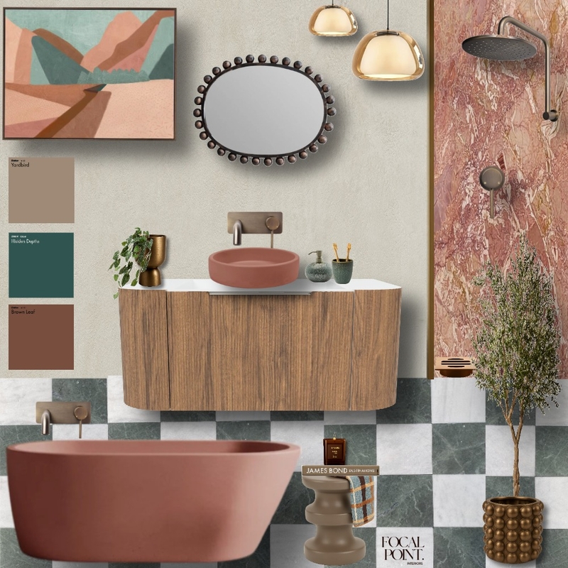 Jade Check and Terracotta Marble Bathroom Mood Board by Focal Point Interior Design on Style Sourcebook