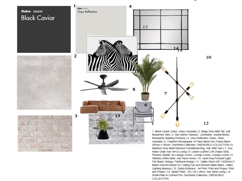 Industrial lounge room sample board Mood Board by donnellamerrett@yahoo.com.au on Style Sourcebook