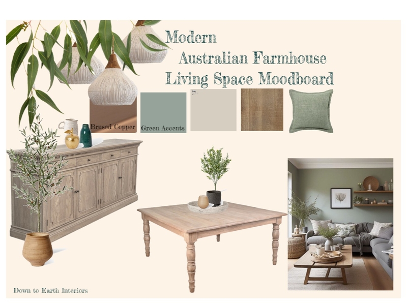 Modern Australian Farmhouse Living space Mood Board by Down to Earth Interiors on Style Sourcebook