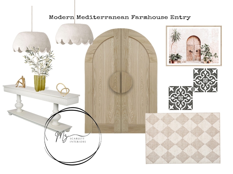 Modern Farmhouse Mediterranean Entry Mood Board by Mz Scarlett Interiors on Style Sourcebook