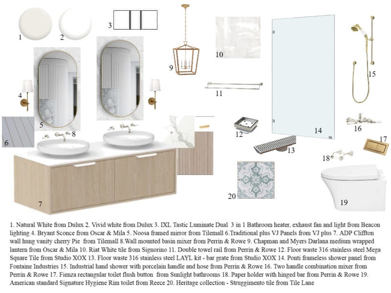 Sample Board Hampton Bathroom Mood Board by Catharina Storer on Style Sourcebook