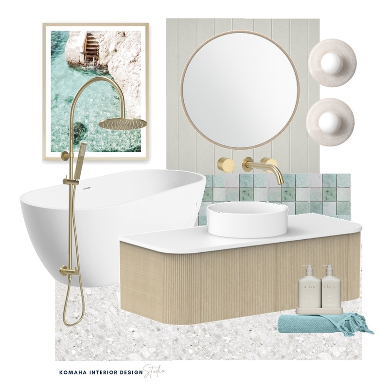 Project IV - Coastal Ensuite Mood Board by Komaha Interior Design on Style Sourcebook