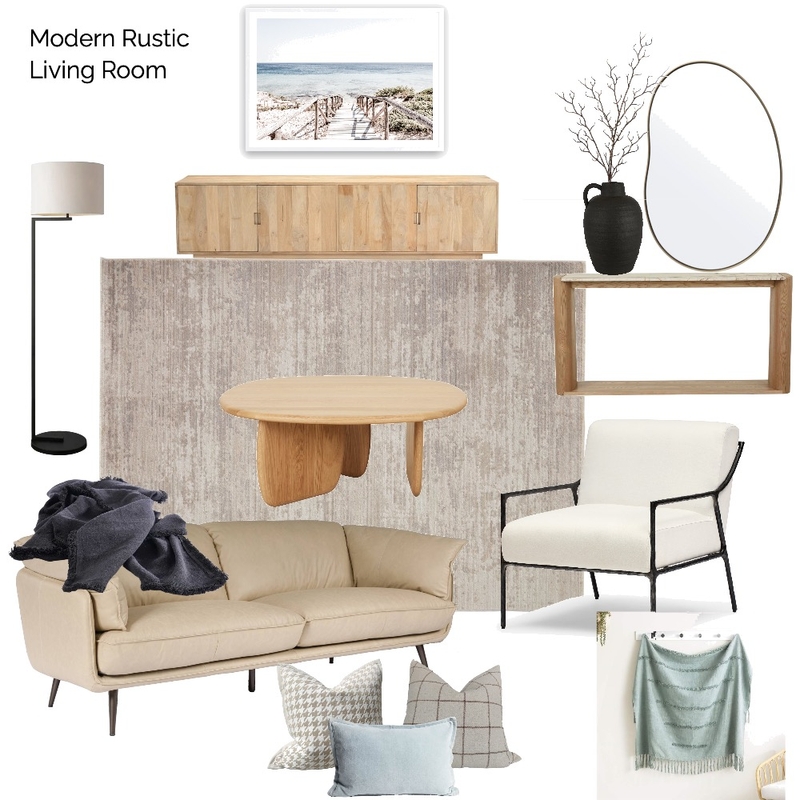Modern Rustic Living Room Mood Board by NookNest Pty Ltd on Style Sourcebook