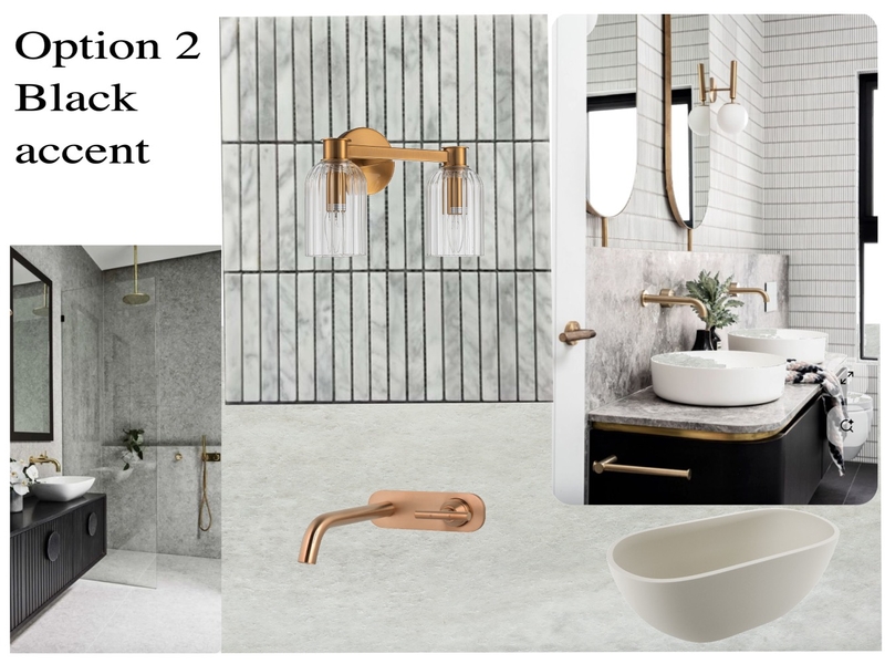 black accent bathroom Option 2 Mood Board by SONDRAZ on Style Sourcebook