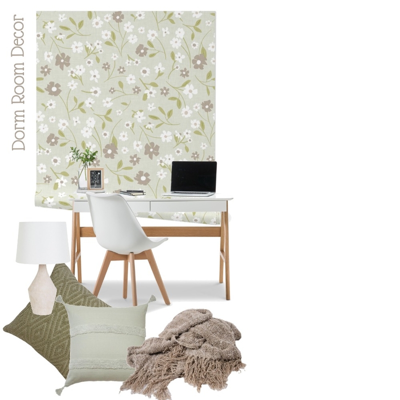 Dorm Room Decor Ditsy Meadow Sage Green Wallpaper Mood Board by JenBeckDesign on Style Sourcebook