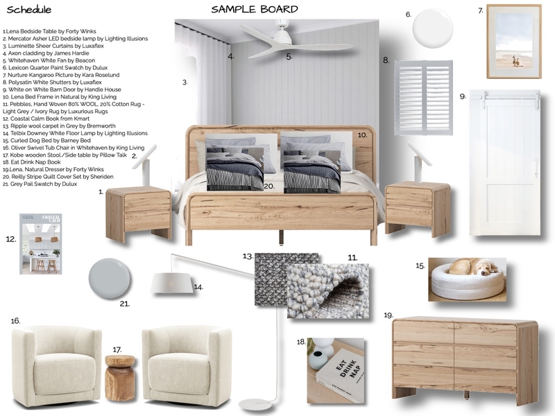 SAMPLE BOARD - Karen + Ryan Master Bedroom Mood Board by Hayley Parker on Style Sourcebook