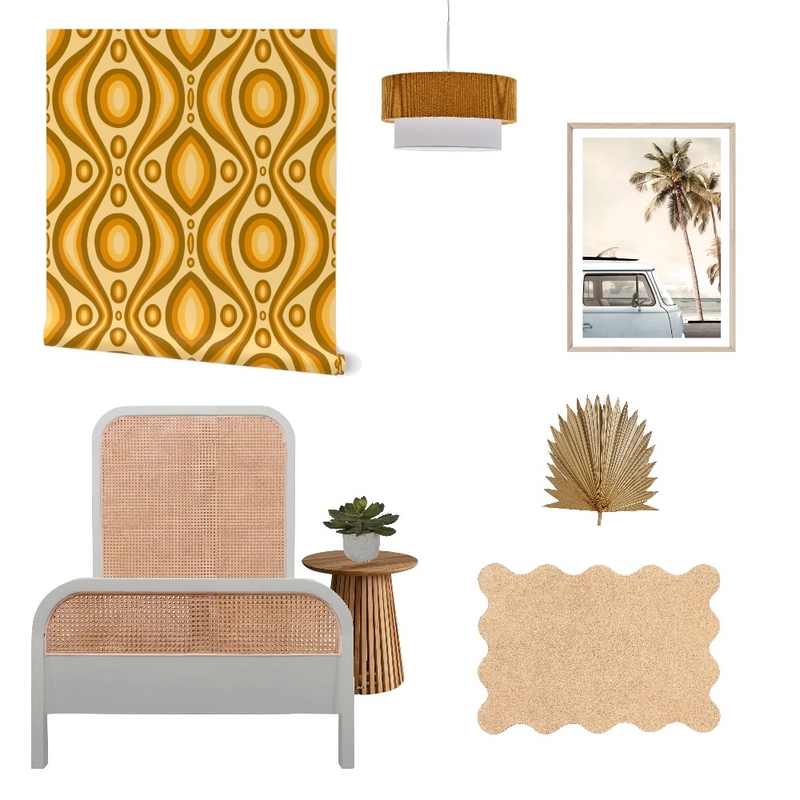 Groovy Retro 70s Ogees Wallpaper for Teen Girl’s Room Mood Board by ashclarkart on Style Sourcebook