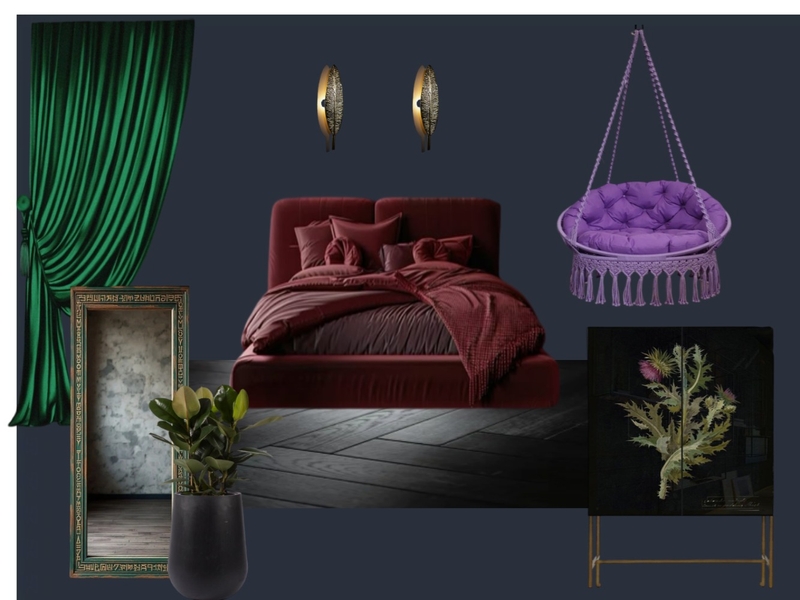 Черно-сиреневая спальня Mood Board by Елена Лагерева on Style Sourcebook