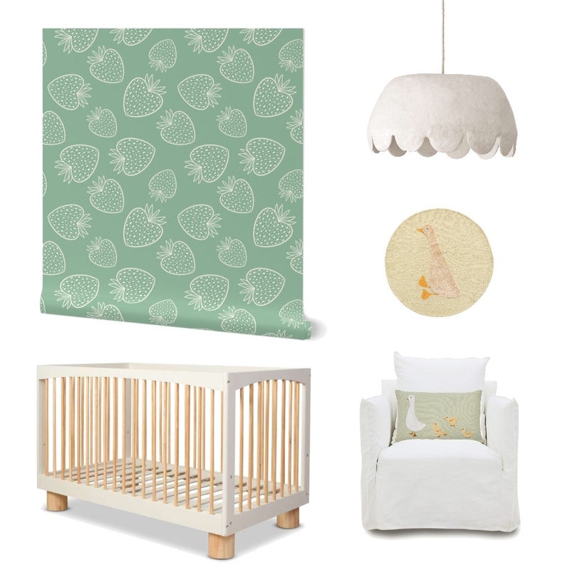 Cottagecore Green Wallpaper for Nursery Decor Mood Board by ashclarkart on Style Sourcebook
