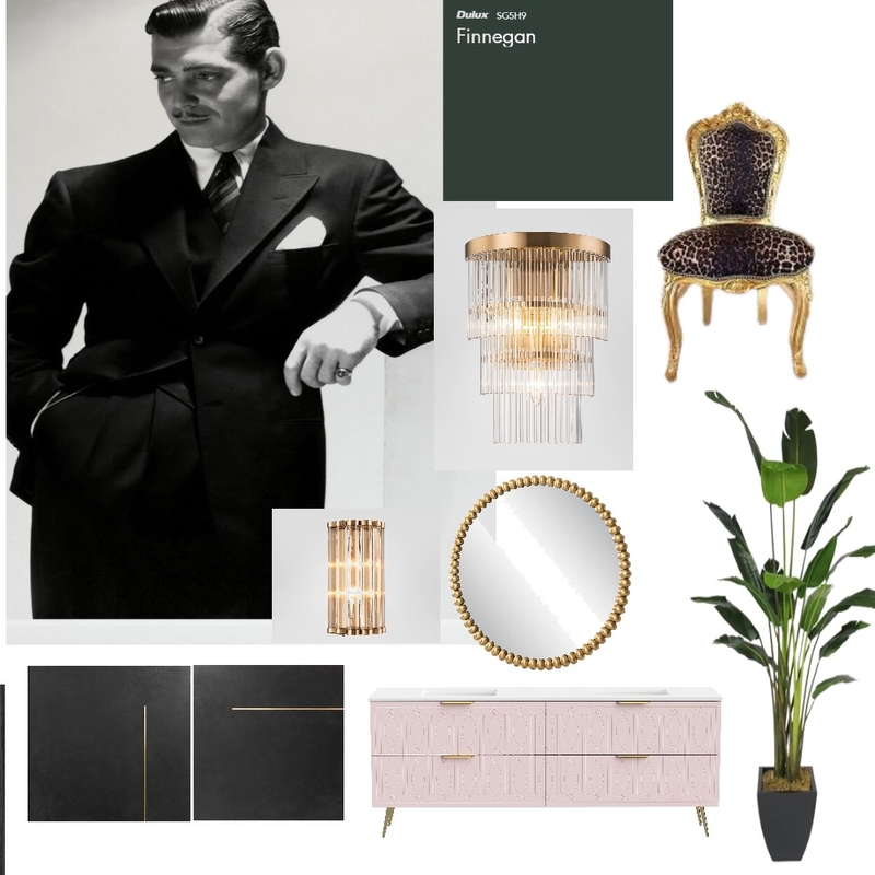 IDI Module Three - Hollywood Glam/Regency Powder Room Mood Board by dilaucius@comcast.net on Style Sourcebook