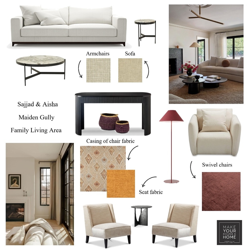 Sajjad & Aisha - Family Living Area Mood Board by MarnieDickson on Style Sourcebook