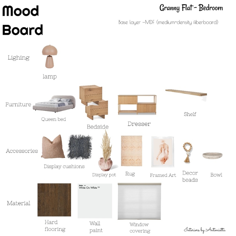 Granny Flat bedroom Mood Board by Antoniette on Style Sourcebook