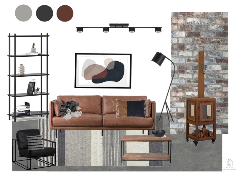 sophisticated industrial living room Mood Board by Evolve Creative Interiors on Style Sourcebook