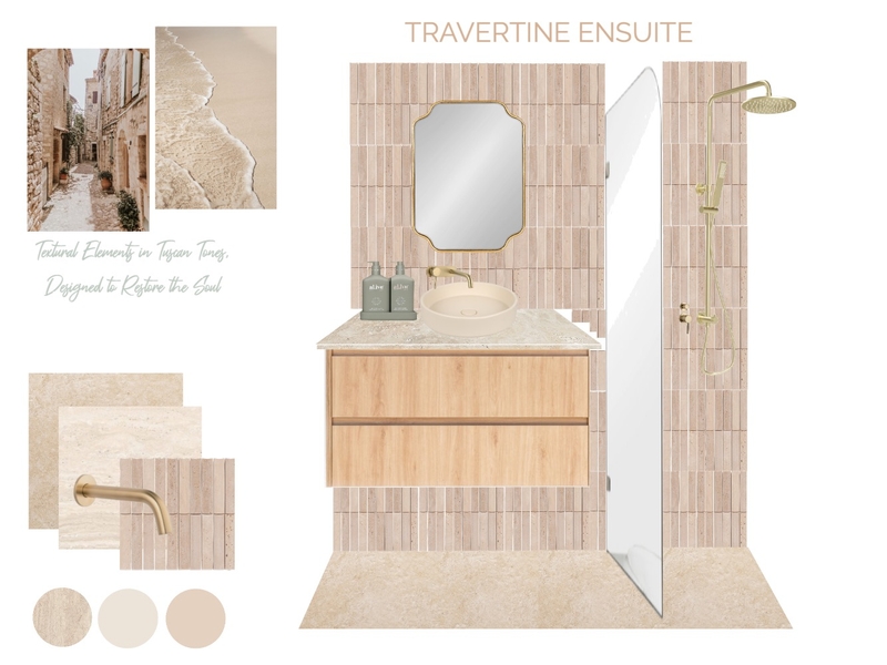 Travertine Ensuite Mood Board by Bex Elliott Interior Designer on Style Sourcebook