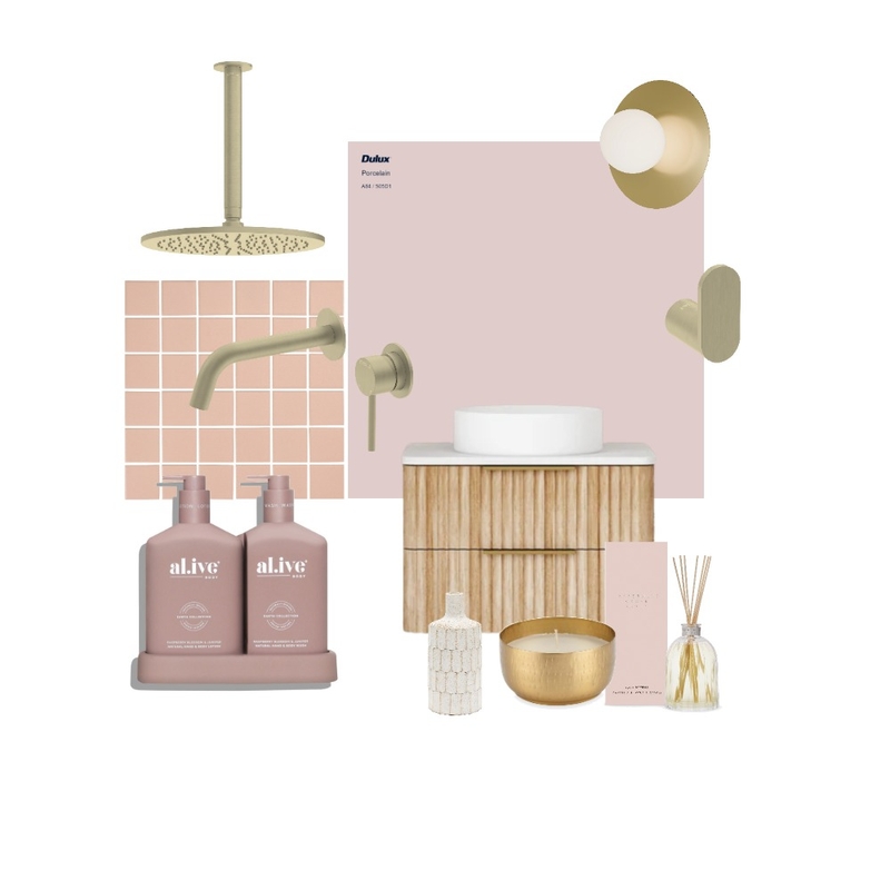 Pink and Soft Gold Brushed Bathroom Inspiration Mood Board by ESTELLE on Style Sourcebook