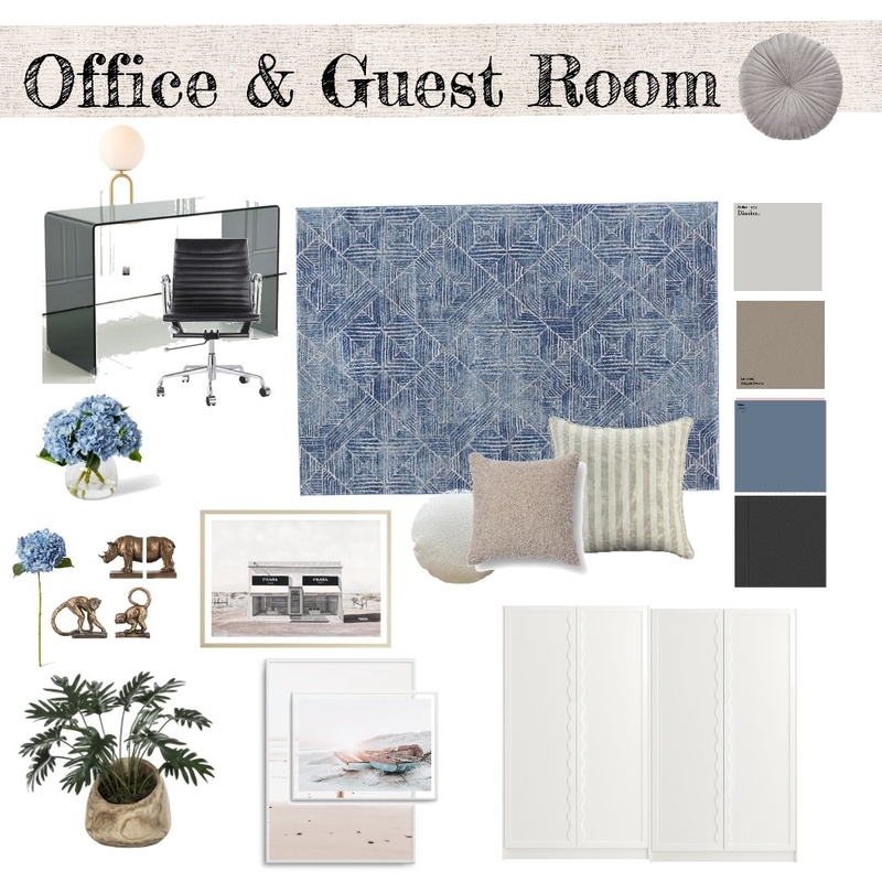 Office & Guest Room (Blue-Black) Mood Board by Swanella on Style Sourcebook