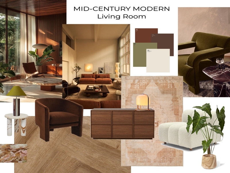 Mid-Century Modern Living Room Mood Board by Deb Mazza on Style Sourcebook